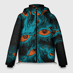 Куртка зимняя мужская Винтажные глаза пиксельные, цвет: 3D-красный