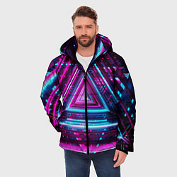 Куртка зимняя мужская Неоновые линии, цвет: 3D-светло-серый — фото 2