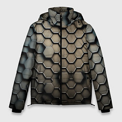 Куртка зимняя мужская Сталь и соты, цвет: 3D-черный