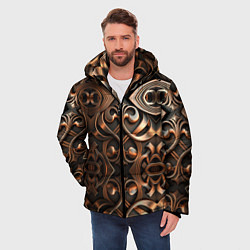 Куртка зимняя мужская Золотой узор - паттерн, цвет: 3D-черный — фото 2