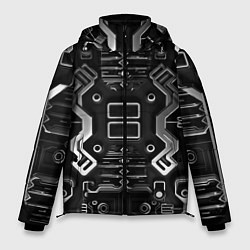 Куртка зимняя мужская Нейроарт киберпанк ЧБ, цвет: 3D-красный