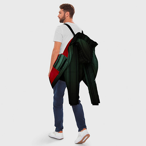 Мужская зимняя куртка Музыкальный зеленый спектр / 3D-Красный – фото 5