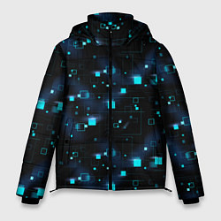 Куртка зимняя мужская Светящиеся неоновые квадраты, цвет: 3D-светло-серый