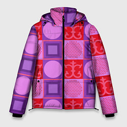 Куртка зимняя мужская Цветной круг и круг из точек, цвет: 3D-красный