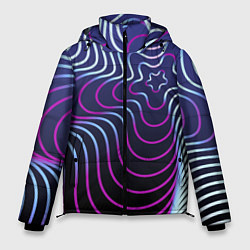 Куртка зимняя мужская Динамичная неоновая спираль, цвет: 3D-светло-серый