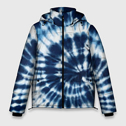 Куртка зимняя мужская Эффект тай дай - размытый синий узор, цвет: 3D-красный