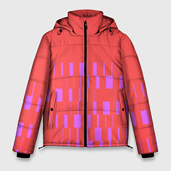 Куртка зимняя мужская Паттерн со штрихами розовый, цвет: 3D-черный
