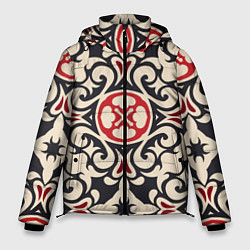 Куртка зимняя мужская Паттерн из чёрных и красных символов, цвет: 3D-черный