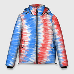 Куртка зимняя мужская Тай-дай красный с голубым, цвет: 3D-красный