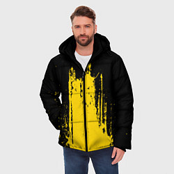Куртка зимняя мужская Фонтан бурлящей желтой краски, цвет: 3D-черный — фото 2