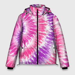 Куртка зимняя мужская Тай-дай розовый с фиолетовым, цвет: 3D-светло-серый