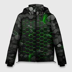 Куртка зимняя мужская Взрыв зеленых плит, цвет: 3D-черный