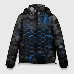 Куртка зимняя мужская Взрыв синих плит, цвет: 3D-светло-серый