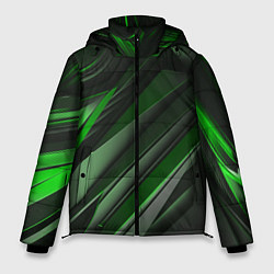 Куртка зимняя мужская Green black abstract, цвет: 3D-черный