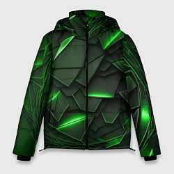 Куртка зимняя мужская Зеленые объемные осколки, цвет: 3D-светло-серый