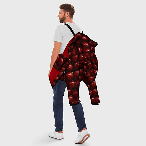 Мужская зимняя куртка Сочная текстура из вишни / 3D-Красный – фото 5