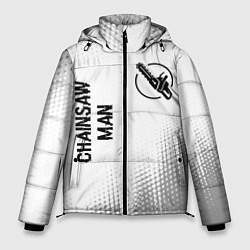 Куртка зимняя мужская Chainsaw Man glitch на светлом фоне: надпись, симв, цвет: 3D-черный