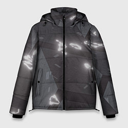 Куртка зимняя мужская Серые кубы с сигилами, цвет: 3D-черный