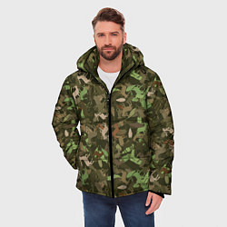 Куртка зимняя мужская Олени и дубовые листья - камуфляж, цвет: 3D-черный — фото 2