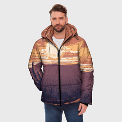 Куртка зимняя мужская Пиксельный пейзаж пустыни, цвет: 3D-черный — фото 2
