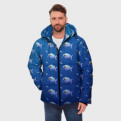 Куртка зимняя мужская Subnautica паттерн с рыбками, цвет: 3D-черный — фото 2