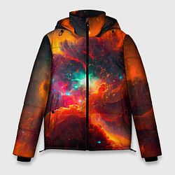 Мужская зимняя куртка Небула в космосе в оранжевых тонах - нейронная сет