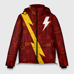 Куртка зимняя мужская AC DC гитары и молния, цвет: 3D-черный