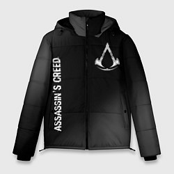 Куртка зимняя мужская Assassins Creed glitch на темном фоне: надпись, си, цвет: 3D-черный