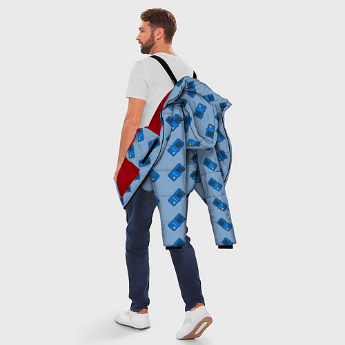 Мужская зимняя куртка Синяя консоль тетрис / 3D-Красный – фото 5