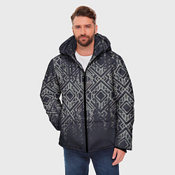 Куртка зимняя мужская Этнические узоры, цвет: 3D-черный — фото 2