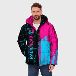 Куртка зимняя мужская Radiohead - neon gradient: по-вертикали, цвет: 3D-черный — фото 2