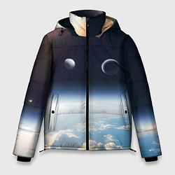 Мужская зимняя куртка Космос и планета Сатурн