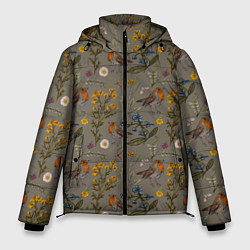 Куртка зимняя мужская Малиновки и зверобой, цвет: 3D-черный