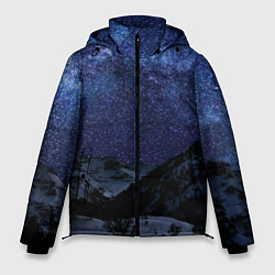 Куртка зимняя мужская Снежные горы и космос, цвет: 3D-черный