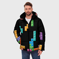 Куртка зимняя мужская Тетрис падающие блоки, цвет: 3D-светло-серый — фото 2