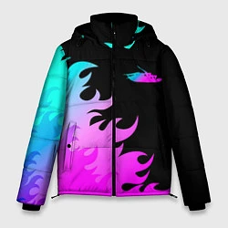Куртка зимняя мужская Papa Roach неоновый огонь, цвет: 3D-черный