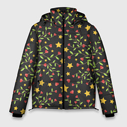 Куртка зимняя мужская Листочки и звёзды, цвет: 3D-черный