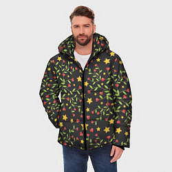 Куртка зимняя мужская Листочки и звёзды, цвет: 3D-черный — фото 2