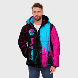 Куртка зимняя мужская Gears of War - neon gradient: по-вертикали, цвет: 3D-черный — фото 2