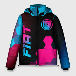Куртка зимняя мужская Fiat - neon gradient: надпись, символ, цвет: 3D-черный