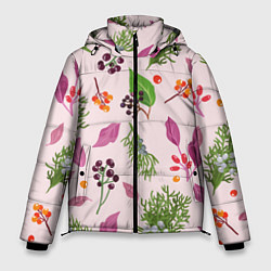 Куртка зимняя мужская Ягодки и листочки, цвет: 3D-светло-серый