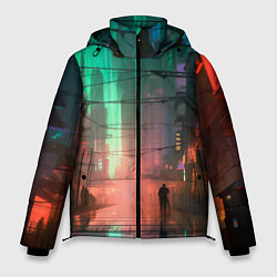 Куртка зимняя мужская Кибер город будущего, цвет: 3D-светло-серый