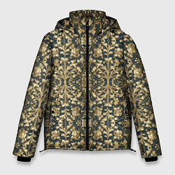Куртка зимняя мужская Объемный золотой цветочный узор, цвет: 3D-черный