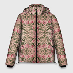 Куртка зимняя мужская Переплетение из розовых цветов, цвет: 3D-черный
