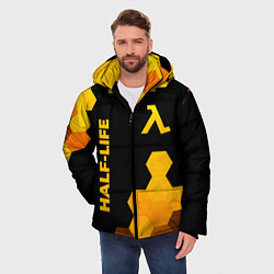 Куртка зимняя мужская Half-Life - gold gradient: надпись, символ, цвет: 3D-черный — фото 2