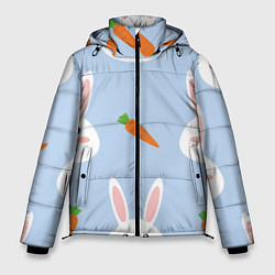 Куртка зимняя мужская Зайчики и морковки, цвет: 3D-красный