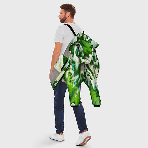 Мужская зимняя куртка Зеленые штрихи / 3D-Светло-серый – фото 5