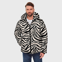 Куртка зимняя мужская Полосатая шкура зебры, белого тигра, цвет: 3D-светло-серый — фото 2