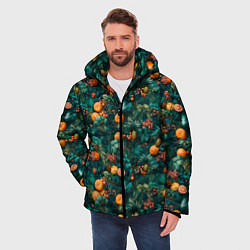 Куртка зимняя мужская Тропические цитрусы, цвет: 3D-красный — фото 2