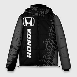Куртка зимняя мужская Honda speed на темном фоне со следами шин: по-верт, цвет: 3D-черный